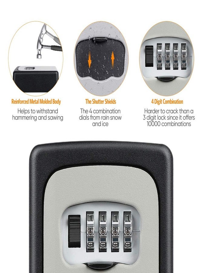 Sukee Key Lock Box Wall Mounted | 4 Digit Combination Lock Box for House Key | Weatherproof Safe Security Key Storage | Lock Box for Outside Keys (Without Hanger) - Image 2